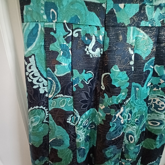 Tory Burch Black, Blue & Teal Sleeveless Silk Blend Fit & Flare Dress Si… - Picture 14 of 16